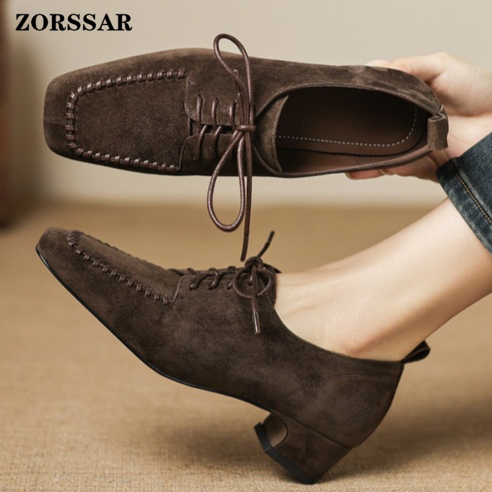 Leather Work Oxfords - Zapatos Oxford de Mujer con Cordones,