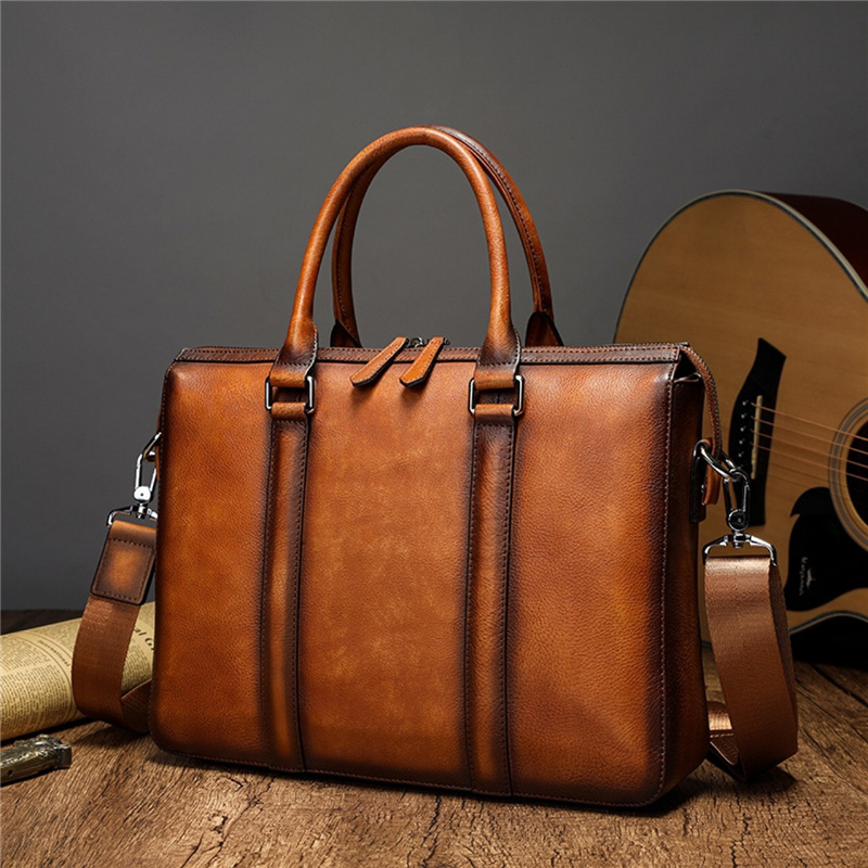 Maletín de Cuero de Primera Ca - Leather Work Laptop Bag reseña y precio