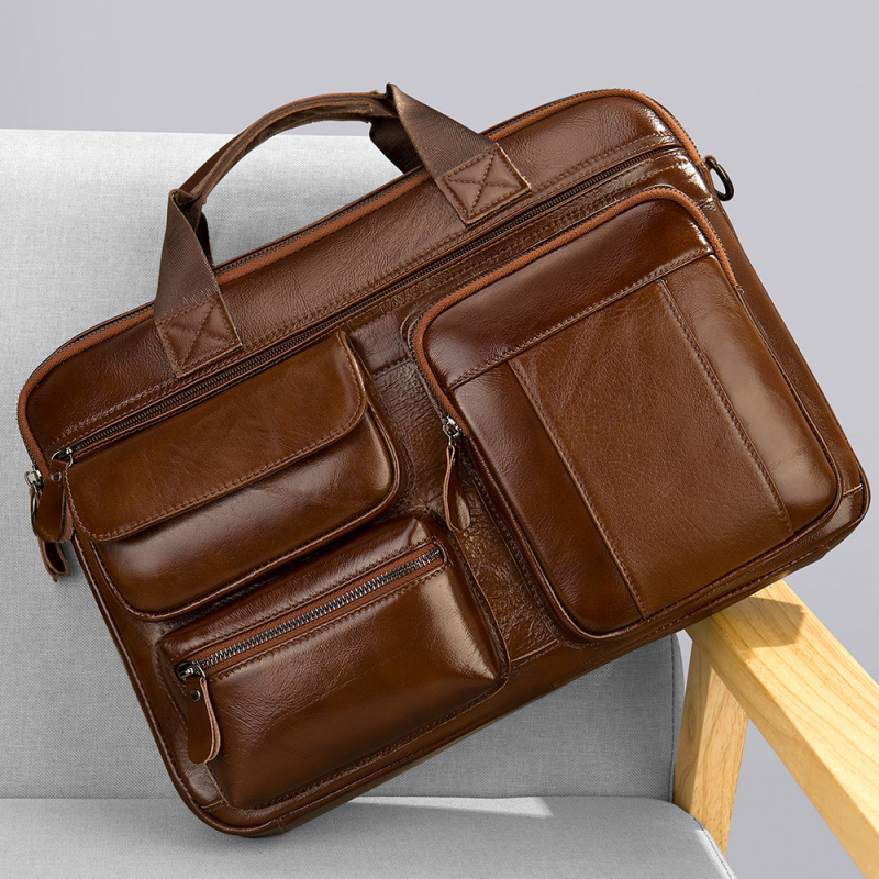 Bolso de mano de cuero genuino - Leather Work Laptop Bag reseña y precio